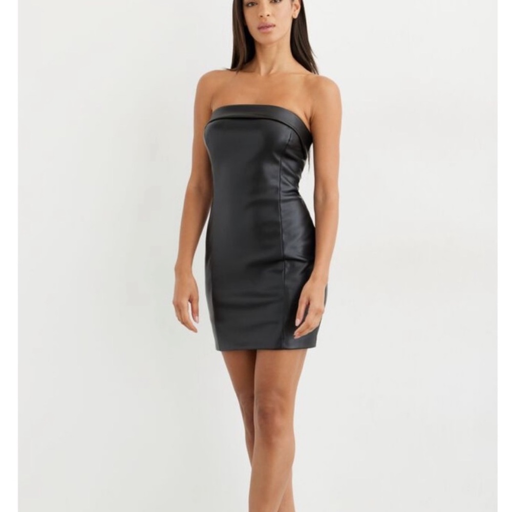 Dynamite strapless faux leather mini dress